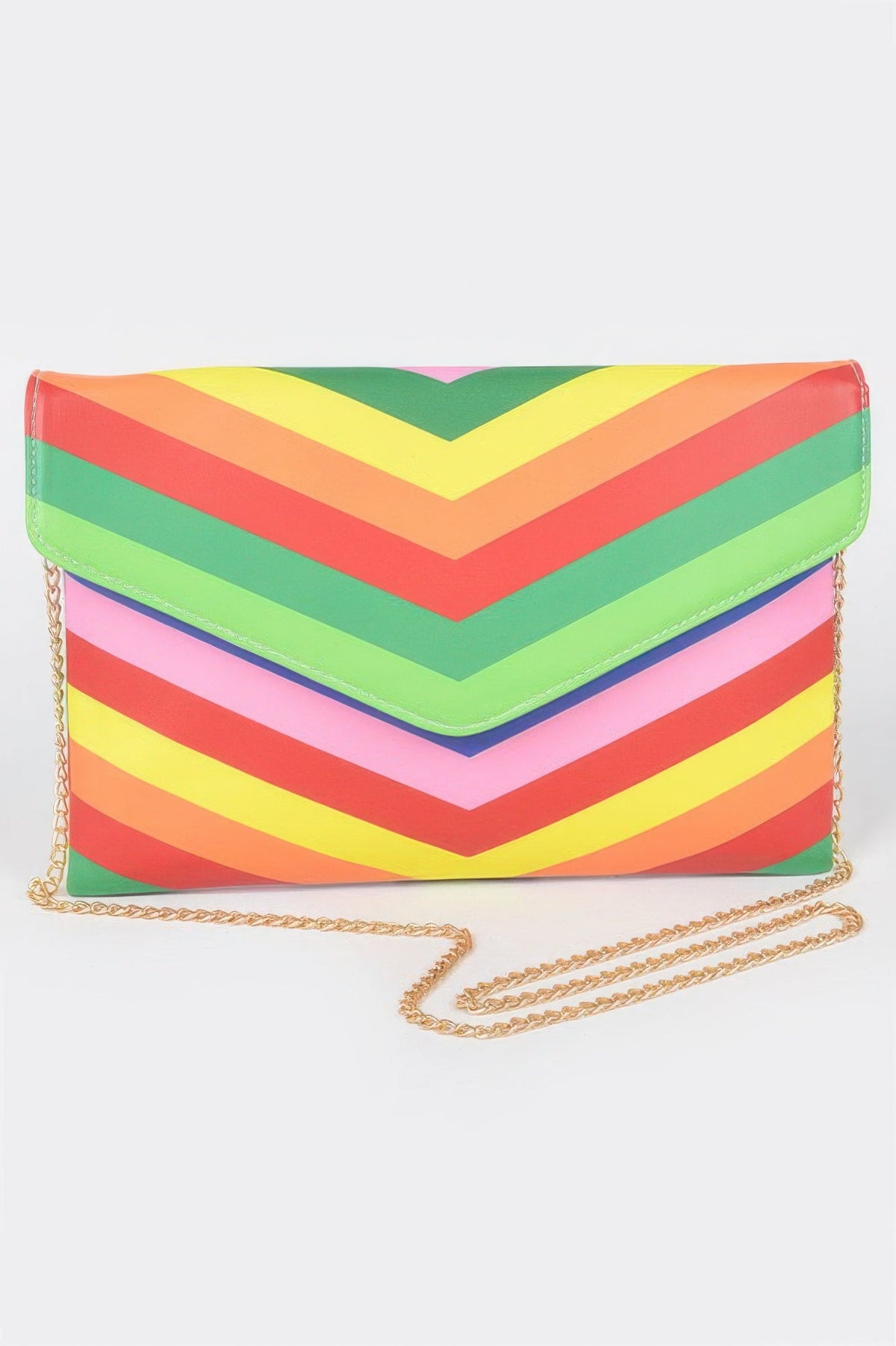 Boho Retro Pink Multicolor  Blue Stripe Envelope Clutch Crossbody Bag Purse