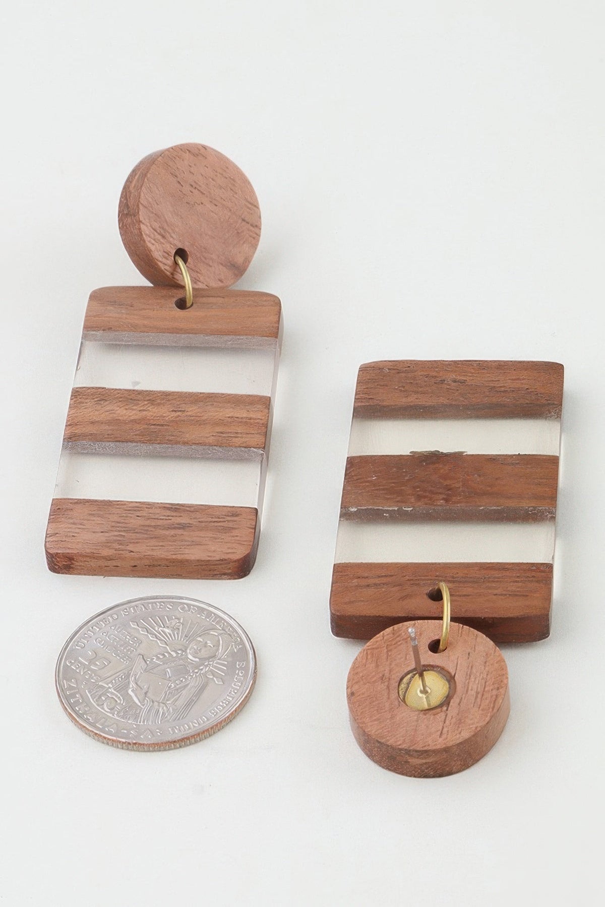 Boho Western Two-Toned Retro Grain Bar Earrings 2.8"