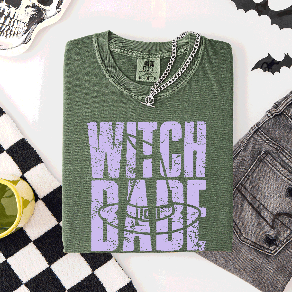 Witch Babe Halloween Mood Vibes Spooky Season Vintage Cozy Nightfall Edition Comfort Colors Tee