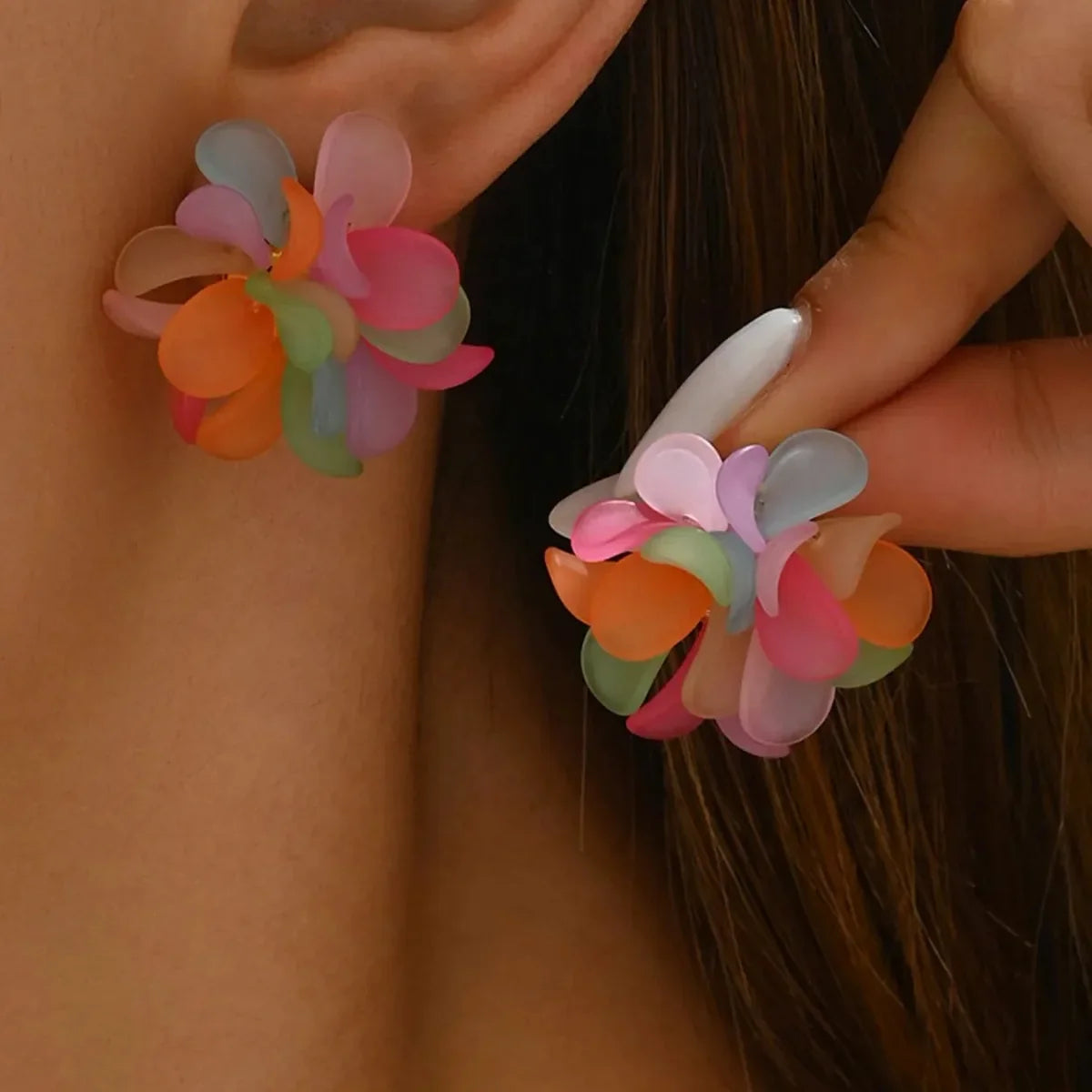 Acrylic Colorful Flower Stud Earrings