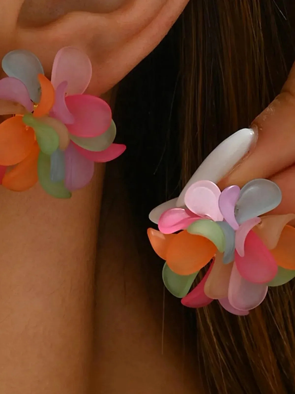 Acrylic Colorful Flower Stud Earrings