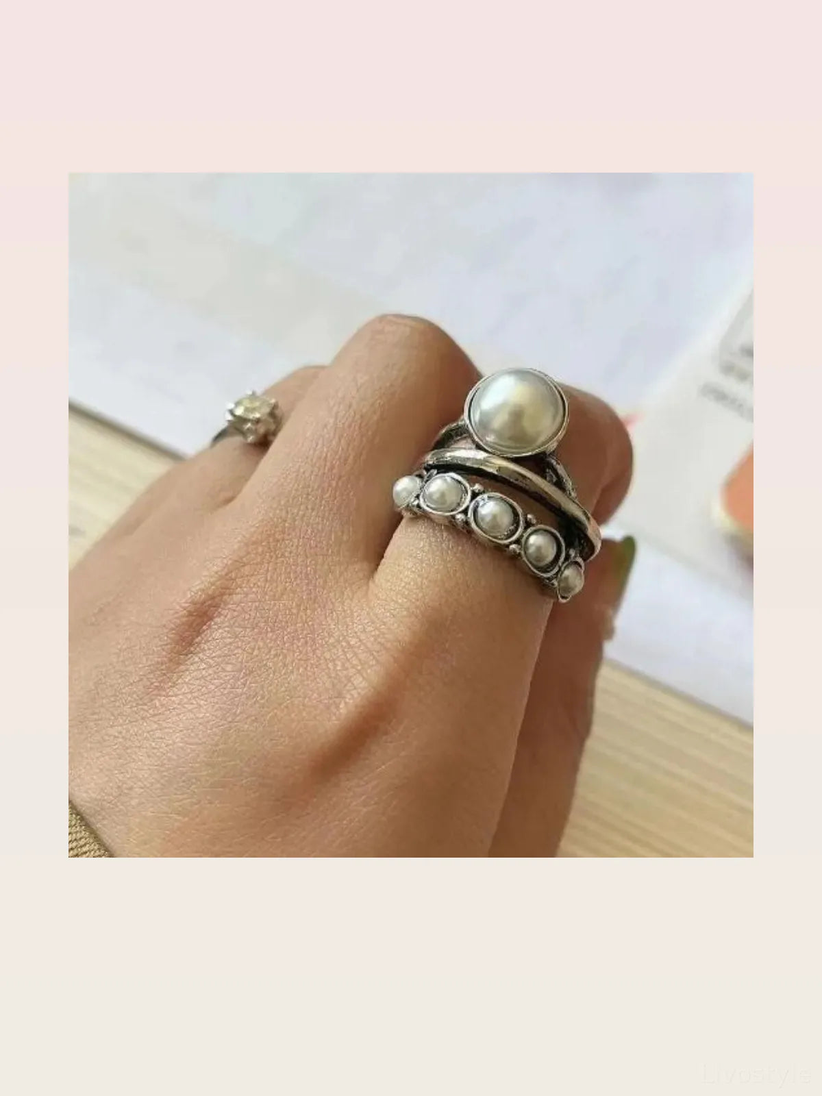 Alloy Three-Layered Open Ring