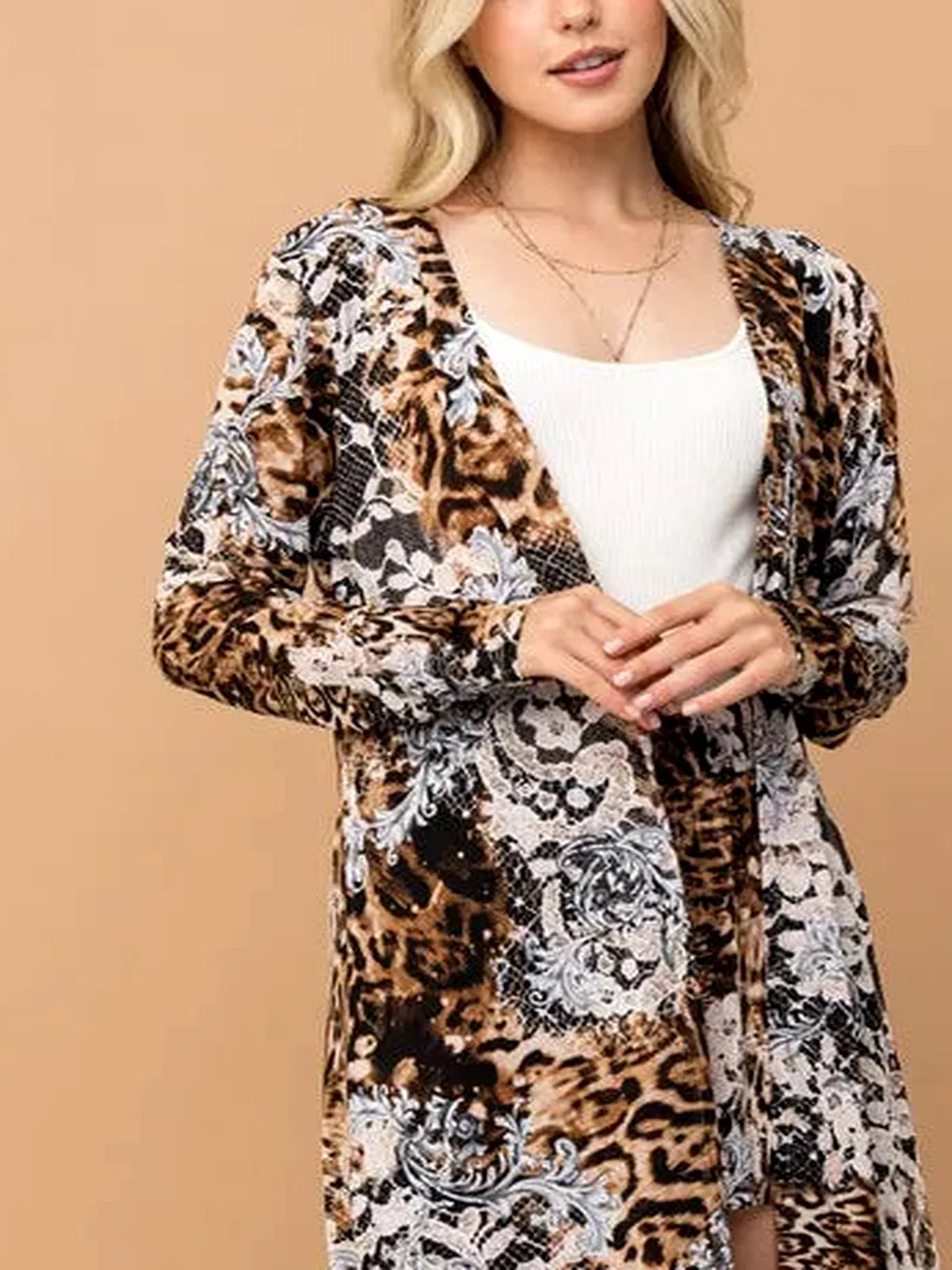 Animal Print Kimono and Shorts Set