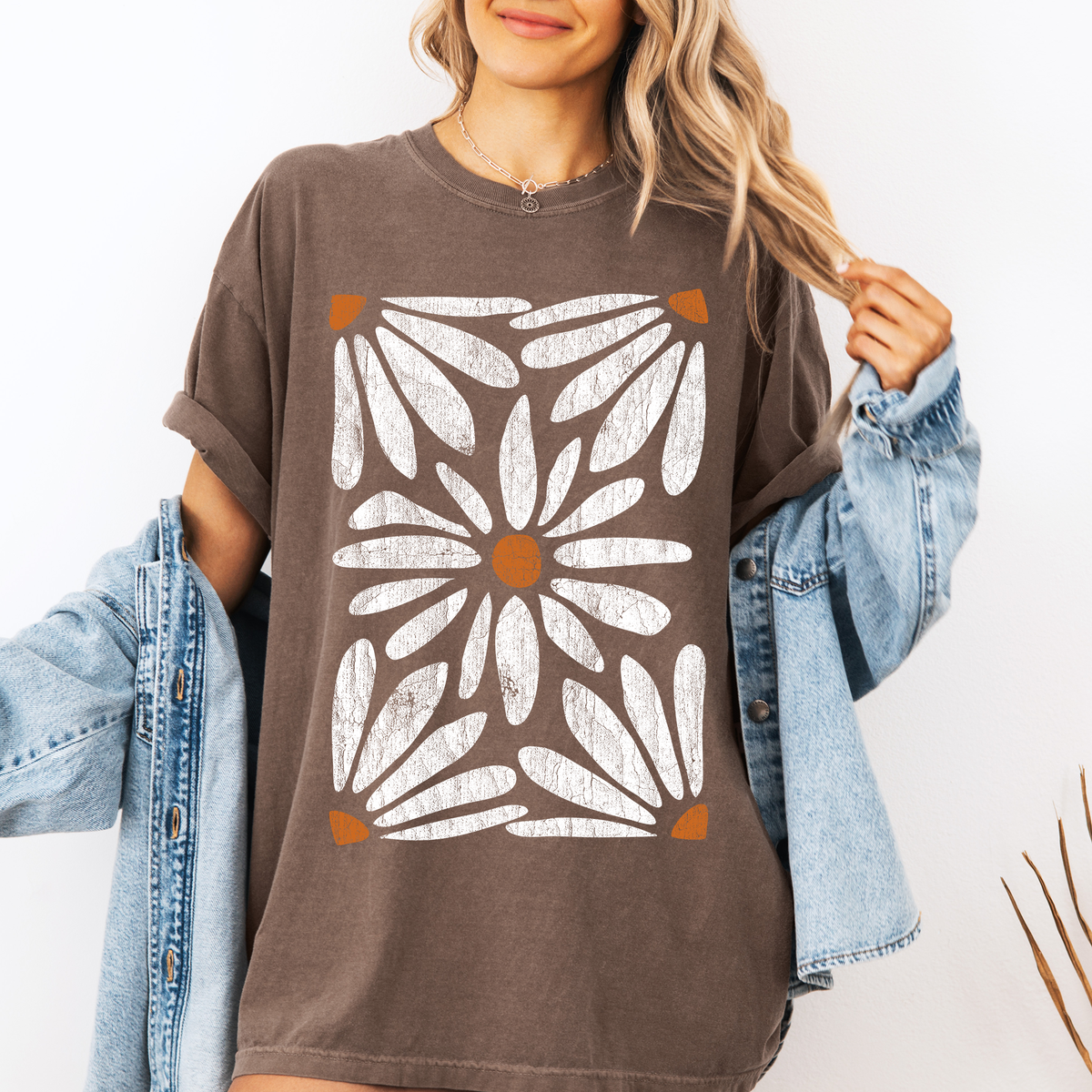 Boho Daisy Botanical Vintage Floral Garden Illustration Hand Drawn Comfort Colors Tee