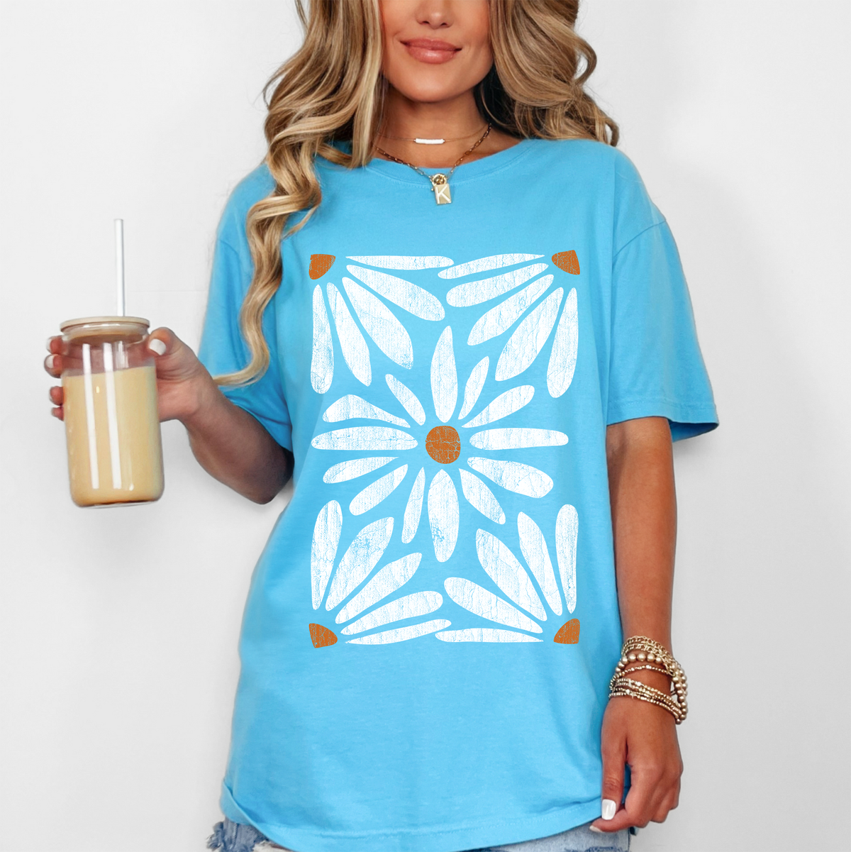 Boho Daisy Botanical Vintage Floral Garden Illustration Hand Drawn Comfort Colors Tee
