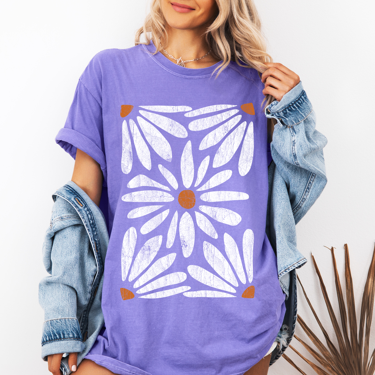 Boho Daisy Botanical Vintage Floral Garden Illustration Hand Drawn Comfort Colors Tee