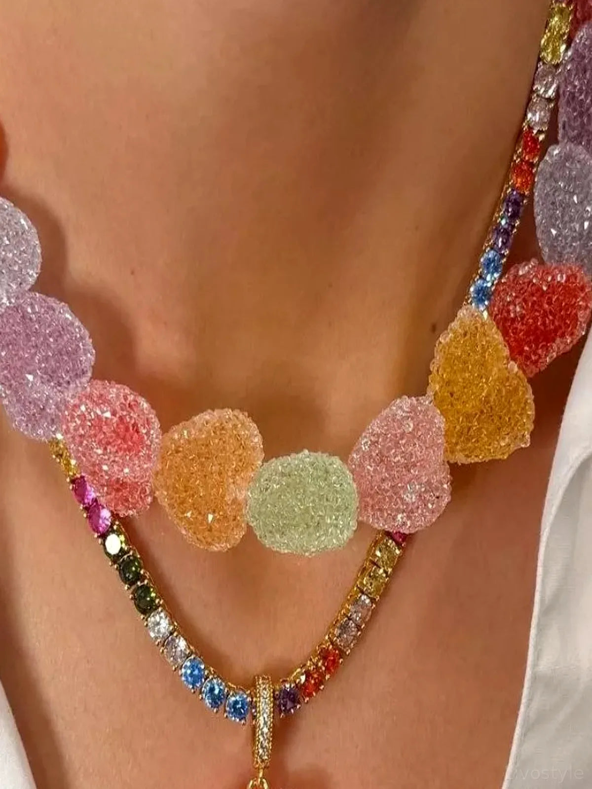 Colorful Resin Heart Necklace