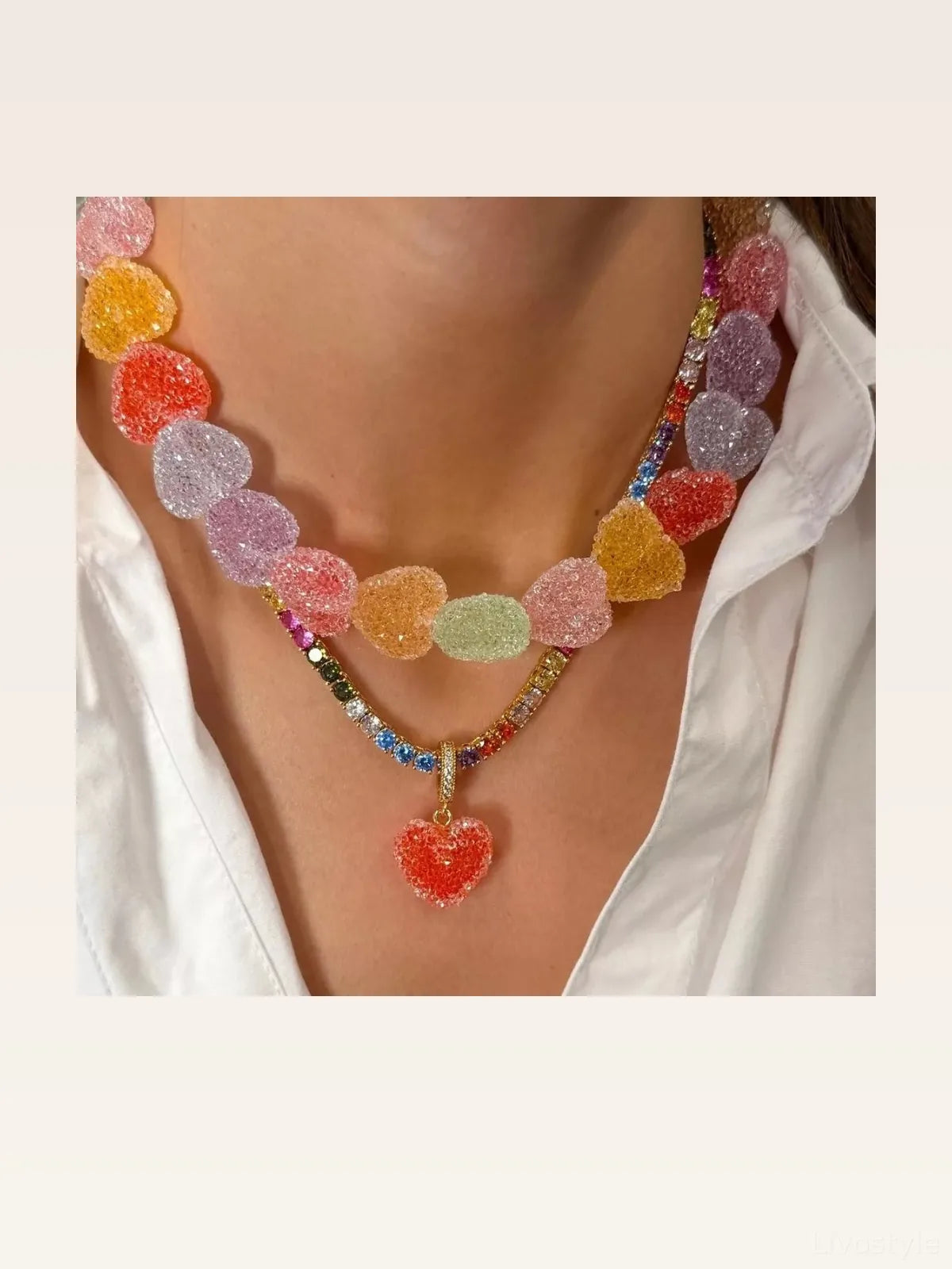Colorful Resin Heart Necklace