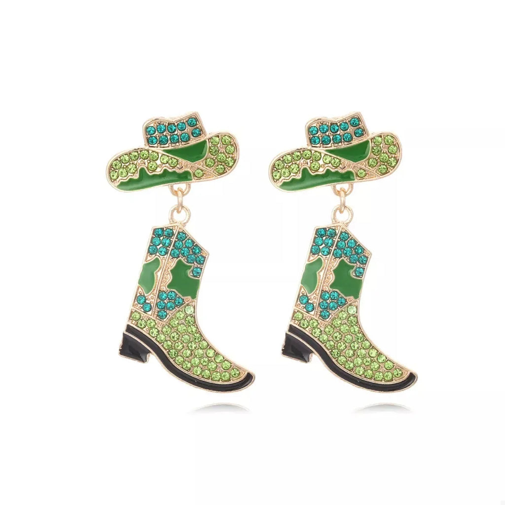 Western Cowboy Hat and Boot Dangle Earrings