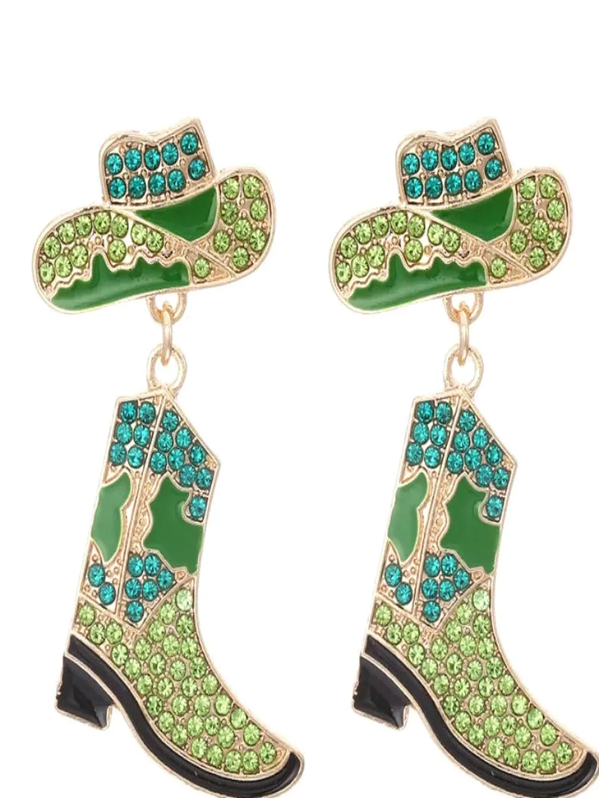 Western Cowboy Hat and Boot Dangle Earrings