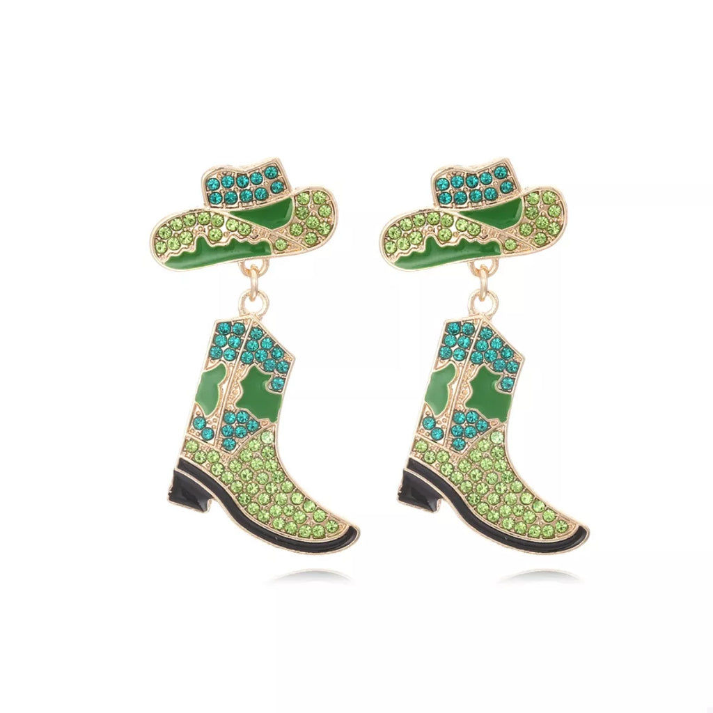 Western Cowboy Hat and Boot Dangle Earrings