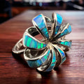 Opalite Inlay Sterling Silver Ring — Native-Style Statement