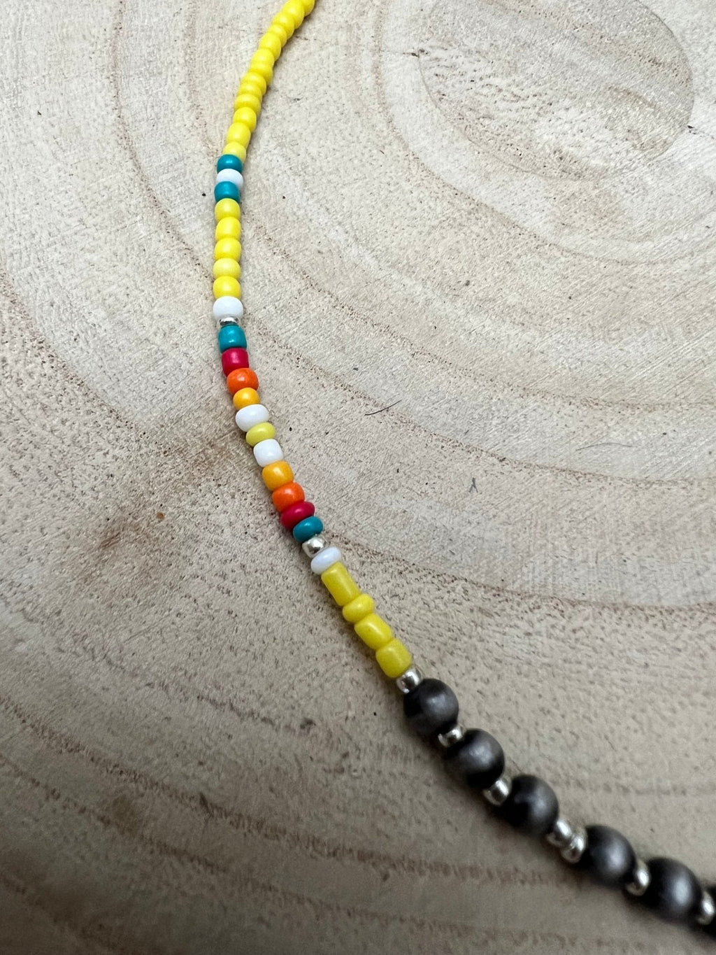 Western Seed Bead Choker with Faux Pearls — 13 Inch with Extender